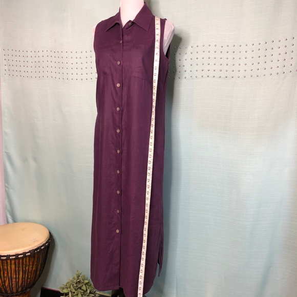 Valerie Stevens Pure 100% Linen button down Maxi Dress - Picture 3 of 8